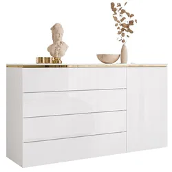 KOMMODE HÄNGENDE AURORA 4S1D Weiß / Weiß hochglanz