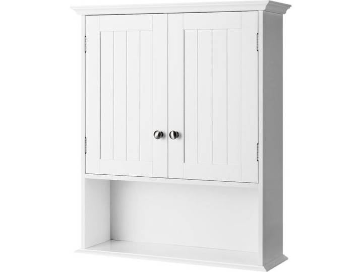 Armoire Murale de Toilettes/Salle de Bain GIANTEX 2 Portes et 3 Etagères 60x19x71 cm Blanc