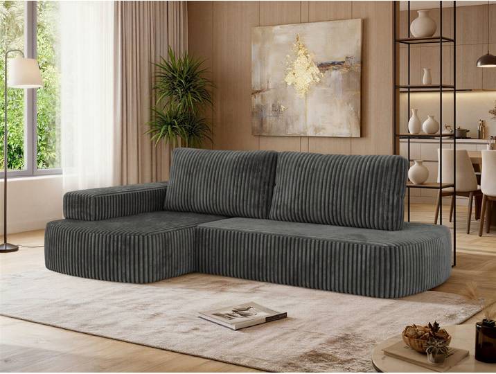 MKS MÖBEL Ecksofa LIRENA L, aus Schaum mit Schlaffunktion, L-Form, Schaumstoffsofa, Schlafsofa, Wohnlandschaft, bodennah, ohne Gestell