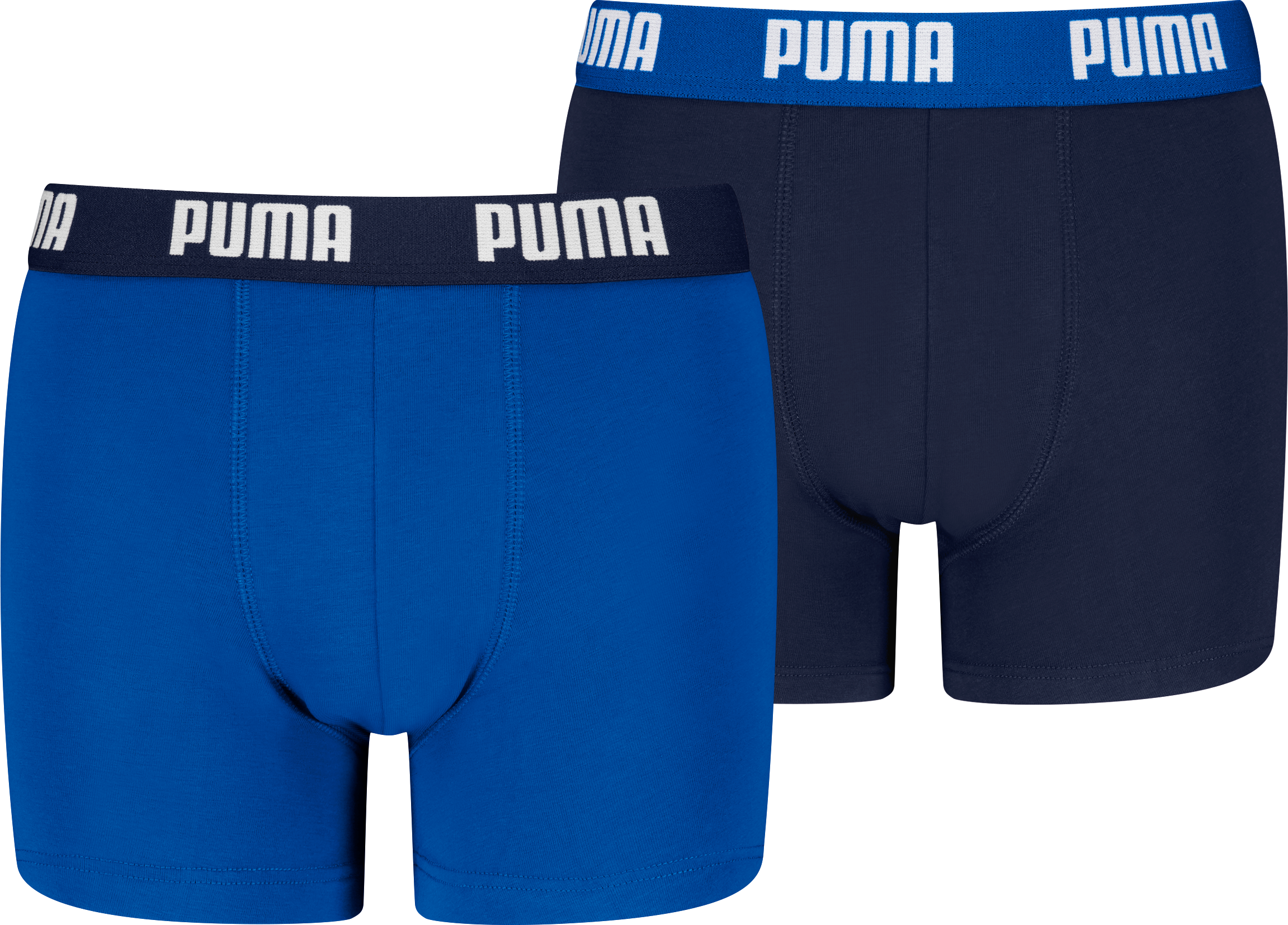 Boxershorts PUMA "PUMA BOYS EVERYDAY BASIC BOXERS", Jungen, Gr. 122/128, blau (navy, blau), Obermaterial: 95% Baumwolle, 5% Elasthan, Unterhosen Boxershorts, Komfortabler Logobund, ohne Eingriff navy, blau 122/128