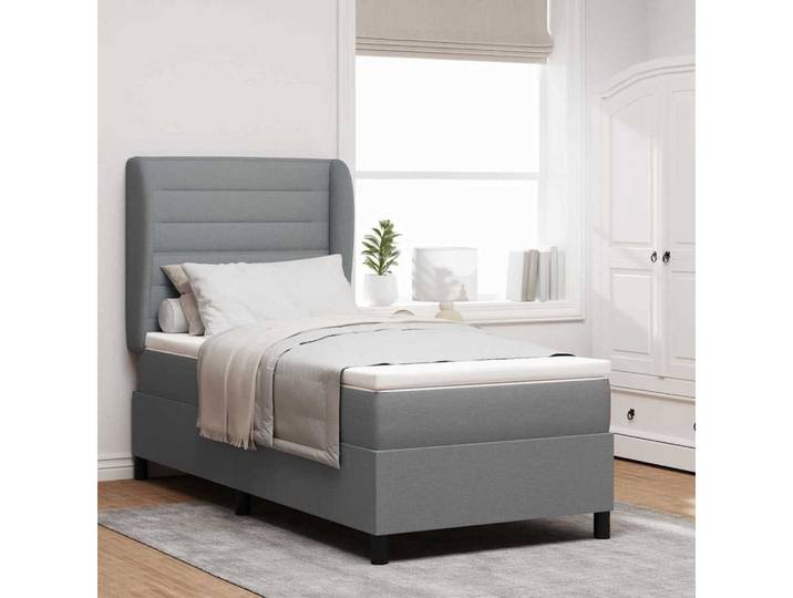 vidaXL Boxspringbett, Boxspringbett mit Matratze Hellgrau 90 x 200 cm Stoff