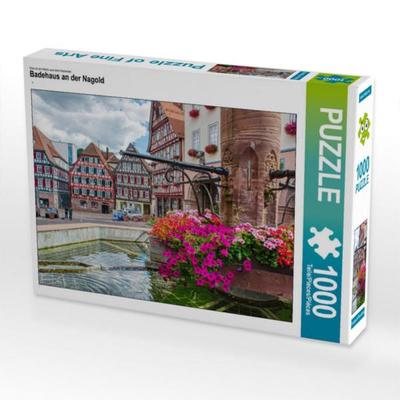 CALVENDO Puzzle Badehaus an der Nagold | 1000 Teile Lege-Größe 64x48cm Foto-Puzzle für glückliche Stunden