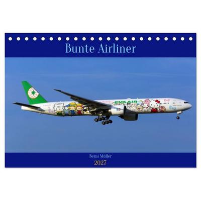 Bunte Airliner (Tischkalender 2027 DIN A5 quer), CALVENDO Monatskalender
