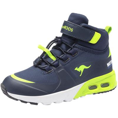Sneaker KANGAROOS "KX-Hydro", Mädchen, Gr. 35, blau (navy, lime), Synthetik, Textil, Schuhe Sneaker, Sneakerboot, Winterschuh, wasserdicht, Schnellschnürung