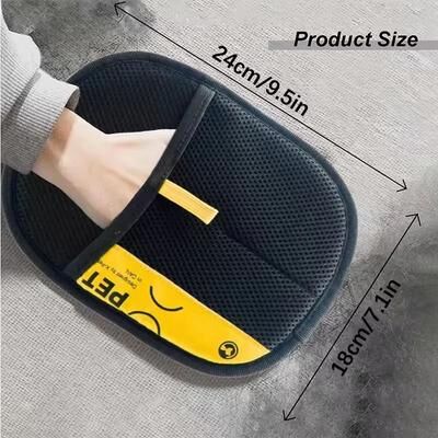 Inspire Select Pet Hair Remover Grooming Glove Reusable Electrostatic Deshedding Mitt With 2 in 1 Lint Roller Brush yellow 2 Pcs