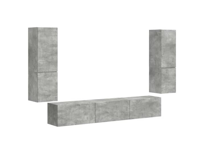KTHLBRH TV-Möbel-Set, 4 Stück, Grau, Beton, Holz, technisch Wandmontage Engineering Holz Betongrau 4-teilig modernes Design