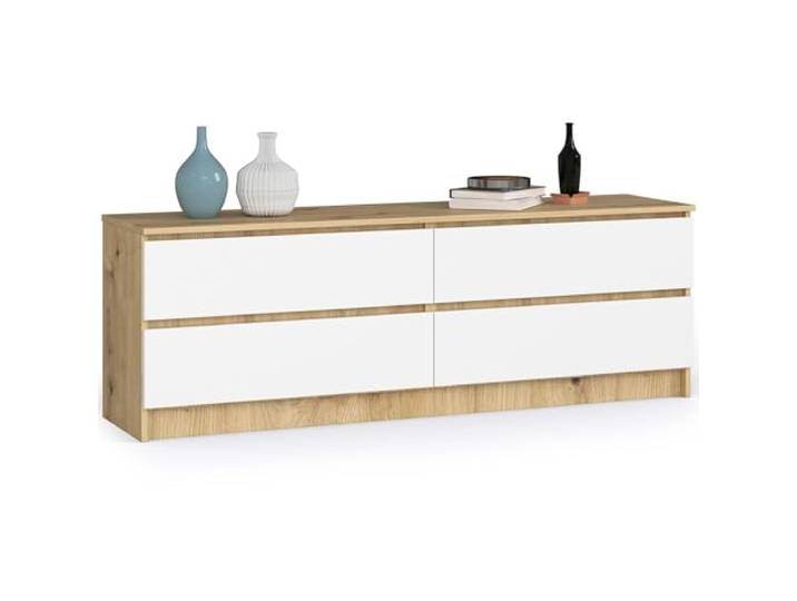 AKORD Kommode K 160 cm 4 Schubladen Stehmöbel für Wohnzimmer Schlafzimmer Arbeitszimmer Edles Design Schichtstoffplatte 16mm Farbe Artisan Oak/Weiß