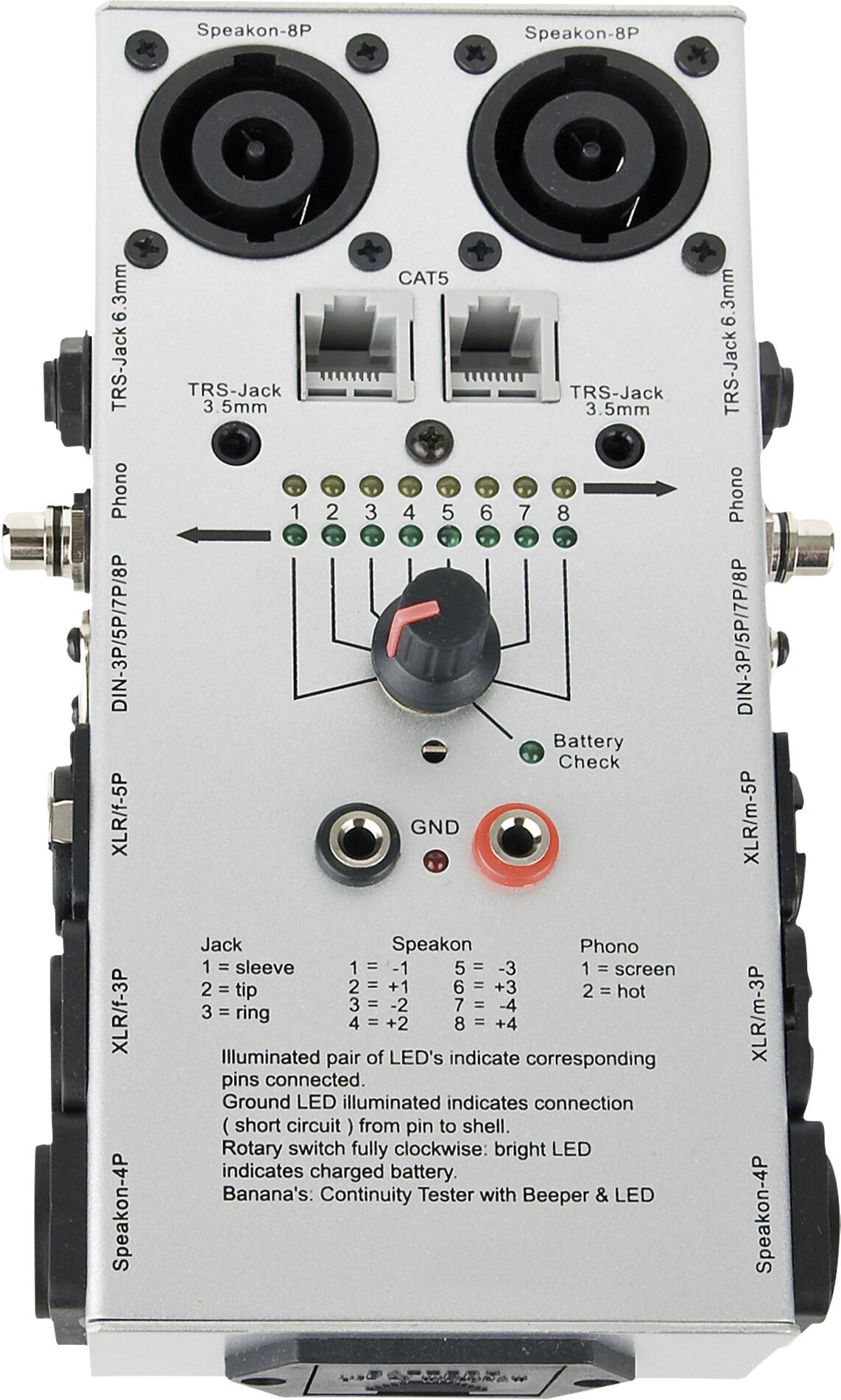 Showgear Kabelprüfer Pro Für Audiokabel