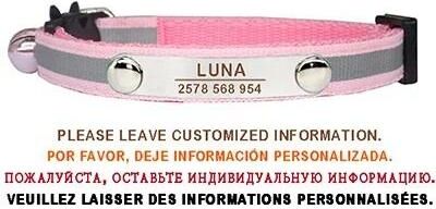 Uplift Essentials Custom Reflective Adjustable Safety Cat Collar pink