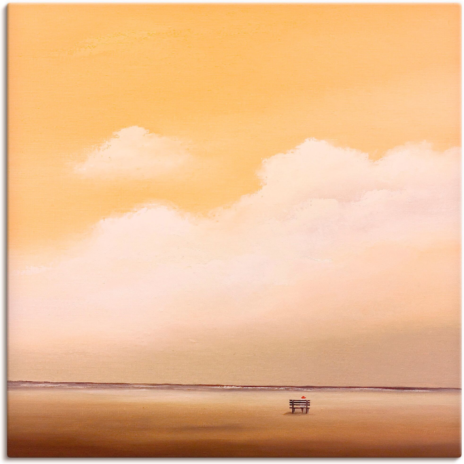 Leinwandbild ARTLAND "Träumen", orange (farbe bild(er): orange), B:30cm H:30cm, Bilder, Leinwandbild, auf Holzrahmen gespannt farbe bild(er): orange B/H/T: 30cm x 30cm, Leinwandbild Himmel quadratisch, 1 Stk.