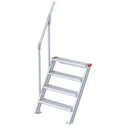 Euroline Treppe 60 Grad, 600 mm Stufenbreite, 1 Handlauf, Stufenausführung Alu - gerie...