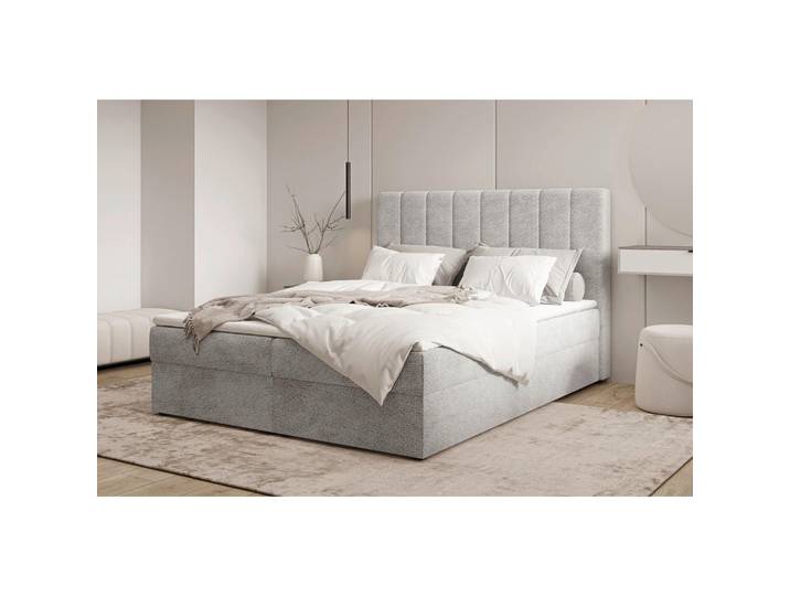 Livetastic Boxbett, Grau, Kunststoff, Masson-Kiefer,Masson-Kiefer, H2 + H3, Höhe ca. 20 cm, 160x200 cm, Bettkasten, gepolstertes Kopfteil, Stoffauswahl, Topper durchgehend, in verschiedenen Größen erhältlich, Schlafzimmer, Betten, Doppelbetten