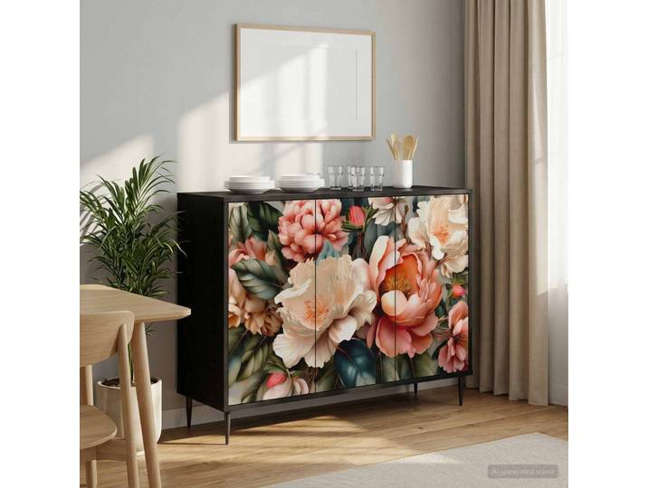 vidaXL Sideboard BORNE Schwarz Eichen-Optik 102 x 33 x 76 cm