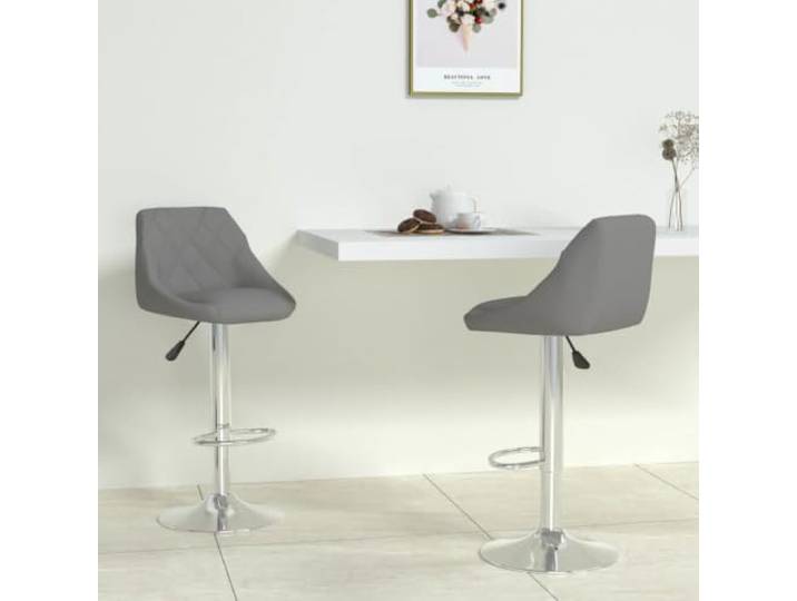 KGTKGTYER Barhocker 2 STK. Kunstleder Grau Drehbar Höhenverstellbar Verchromter Stahl, 360 Grad Rotation, Modernes Design, Für Bar & Küche