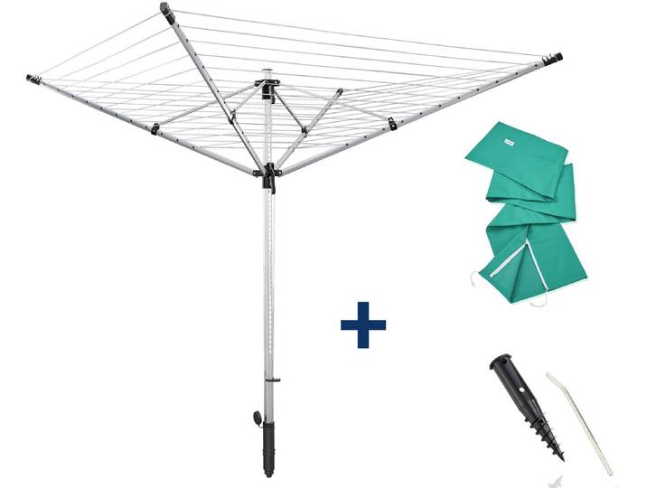 Wäschespinne LEIFHEIT LinoLift 600 QuickStart , silber (silberfarben), B:13cm H:199,5cm T:13cm, Aluminium, Wäscheständer, Wäschespinne, 60 m Leinenlänge