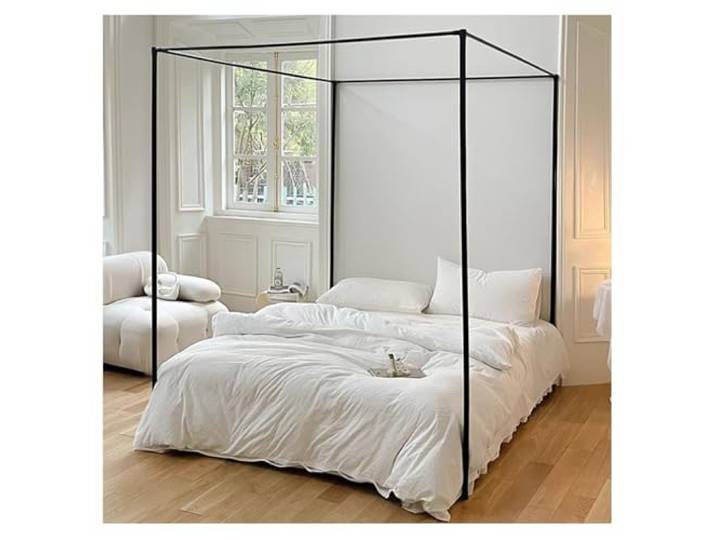 Überdachungsrahmen aus Aluminiumlegierung Schwarze Schlafzimmeraufhängung in mehreren Größen: Regal(120x200cm)