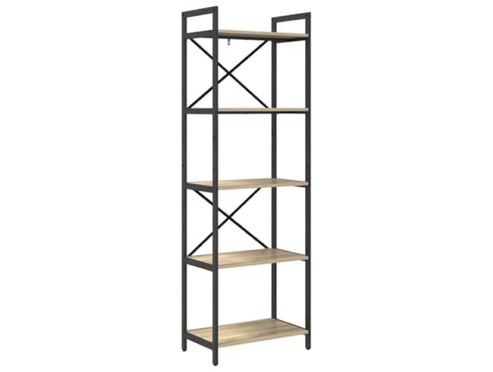 HKLGBVCR Regal mit 5 Ebenen, 56 x 34 x 171 cm, Sonoma Oak Stabiler Stahlrahmen, freistehendes Design, einfache Wartung, industrieller Loft-Stil, Bücheraufbewahrung und Dekoration