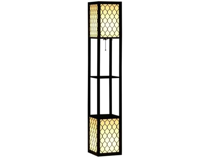 HOMCOM Lampadaire 2 Lampes Douille E27 2 Étagères Motif Nid d'Abeille Noir Lampe de Salon sur Pied\, Lampadaire Salon\, Abat-Jour en Terylenecotton