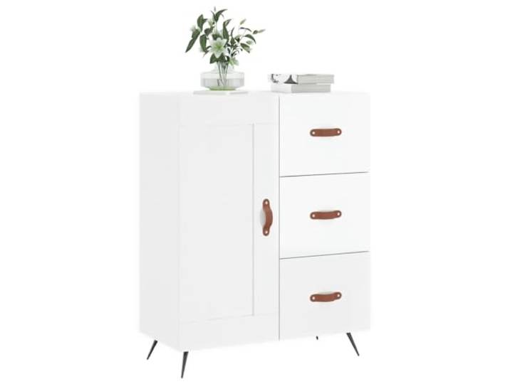 KTHLBRH Anrichte 69,5 x 34 x 90 cm Holz mehrschichtig weiß glänzend Klassisches Design, großer Stauraum, Ausstellungsfläche, inklusive Wandbefestigung