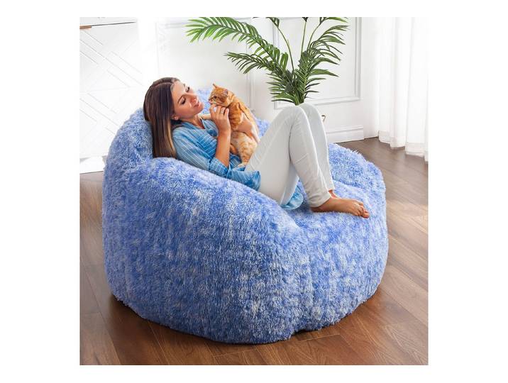 GarveeMore Sitzsack in Muschelform, hochdichter Schaumstoff, abnehmbarer Bezug, Zweifarbiges Design, 94x94x64 cm