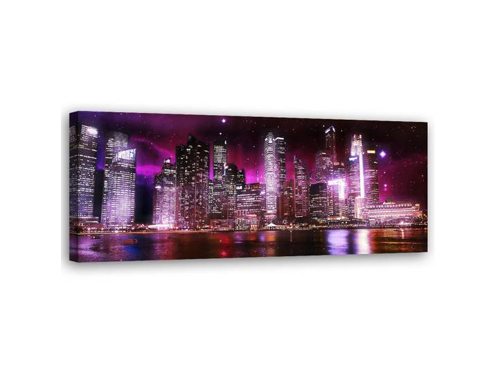 Feeby Wandbild lila stadtbild, Lila, Stadtarchitektur, Rechteckig, 90x30 cm, Bilder & Rahmen, Bilder, Leinwandbilder