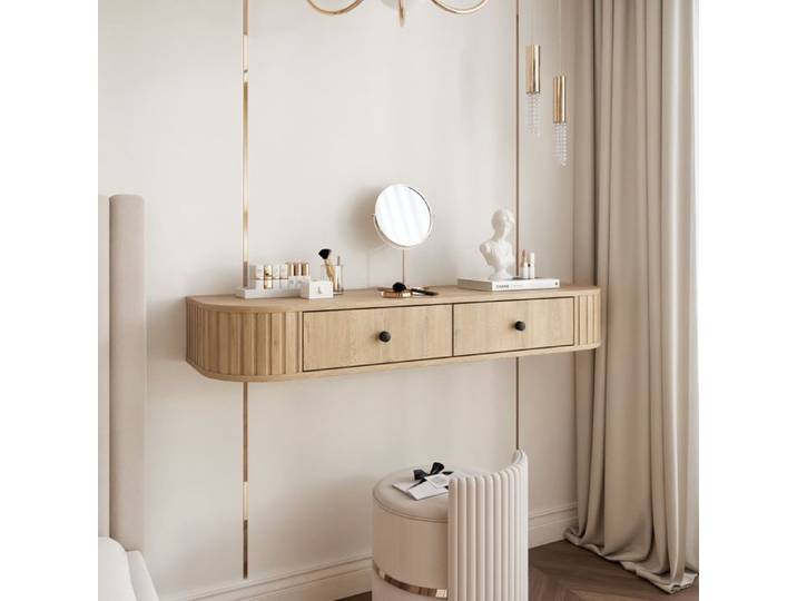 Table console OVALINE - suspendu avec tiroir - 123x36x17 5 cm - Chêne Cremona