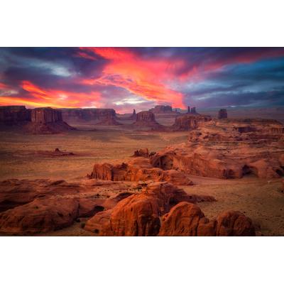Fototapete PAPERMOON "Photo-Art MICHAEL ZHENG, JAGDS MESA", bunt, B:3,5m L:2,6m, Vlies, Tapeten