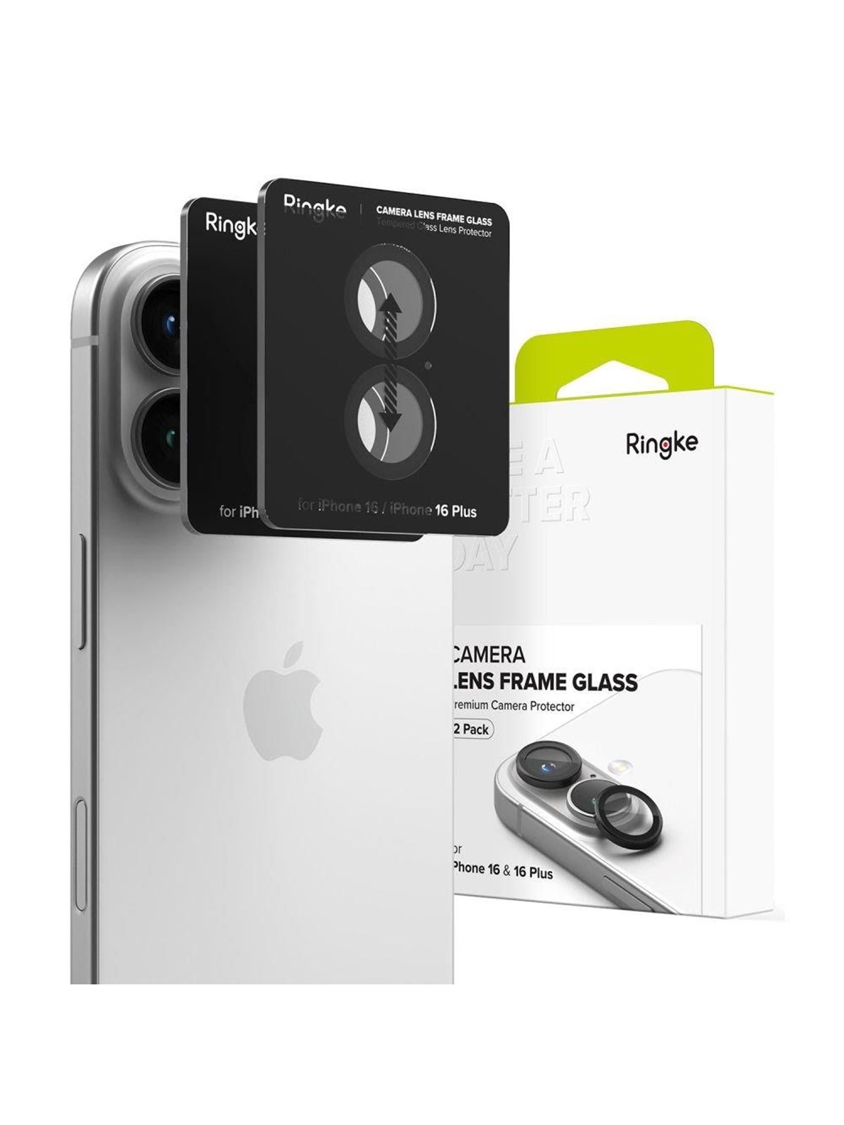 Ringke Camera Frame Protector 2-pack Protective Covers for iPhone 16 / 16 Plus - Black