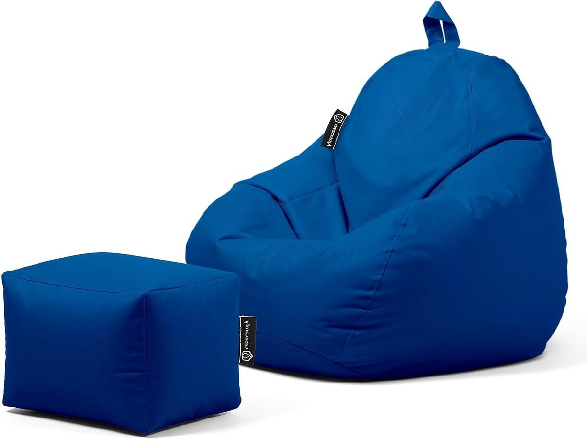 Zitzak Junior Poef met voetenbank Blauw voor kinderen