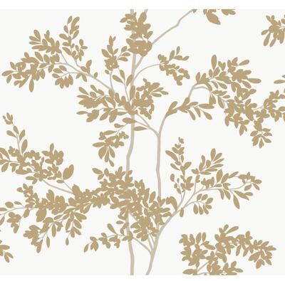 York Wallcoverings Lunaria Silhouette White & Gold Wallpaper
