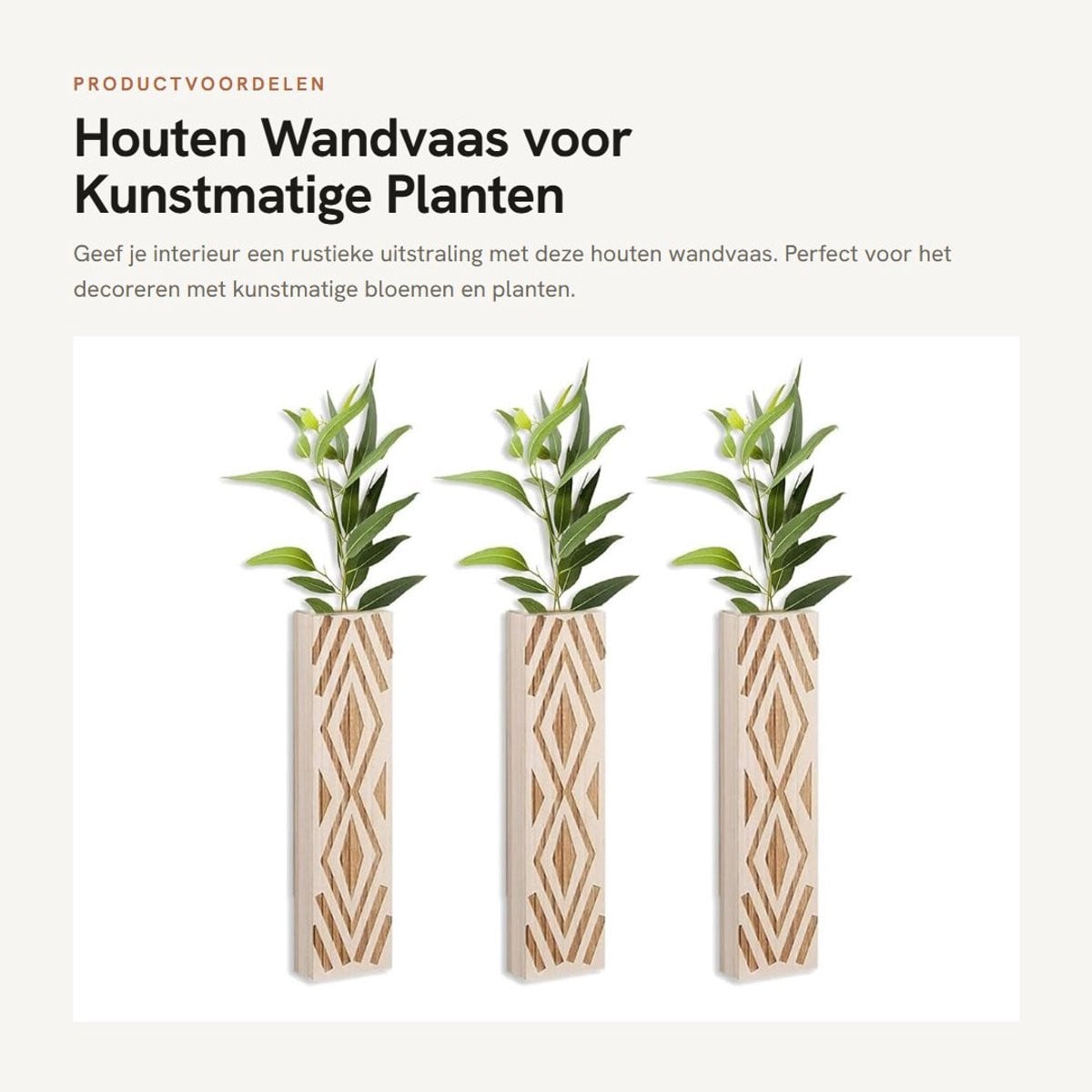 Dailygoods Houten Wandvaas voor Rustieke Muurdecoratie en Kunstmatige Bloemen