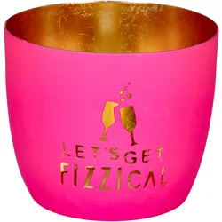 Madras Windlicht M mit Motiv Let ́s get fizzical in hot pink/gold