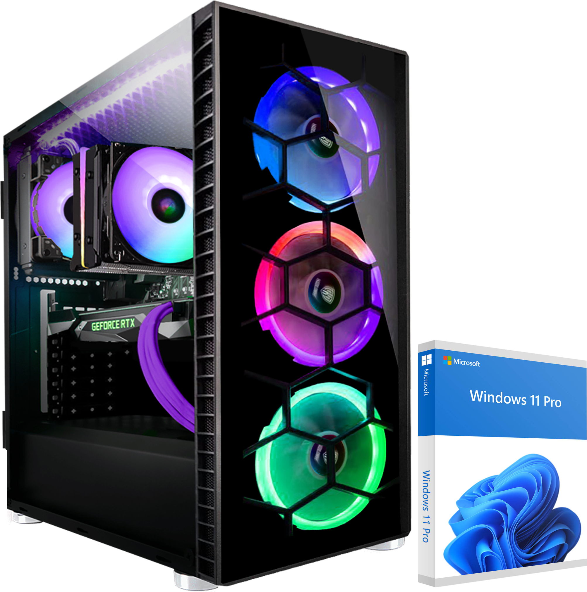 KRAFTPC High End Gaming-PC AMD Ryzen7 5800X - GeForce RTX5060 8GB - 1TB M.2 NVMe SSD - 32GB DDR4 - Win11 - WLAN - Gamer PC Desktop PC Gaming Computer