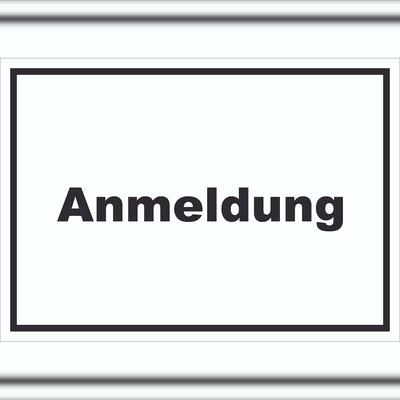 HB-Druck Anmeldung Schild mit Text Aufnahme waagerecht A1 (594x841mm)