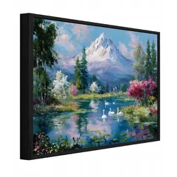 BILDER mit Rahmen Gebirge Landschaft Beige 60x40 cm