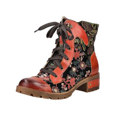 Schnürstiefelette LAURA VITA "LAURA VITA Stiefelette Leder/Textil", Damen, Gr. 36, orange, Leder, Textil, Schuhe Schnürstiefelette