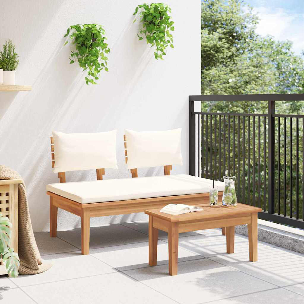 Brayden Studio Garden Bench and Table Set Cream 2