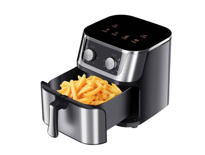 Friteuse à air 8L, acier inoxydable, 1400W, friteuse à huile, cuisson saine, commande mécanique, 360 ° Chauffage, minuterie 60 minutes