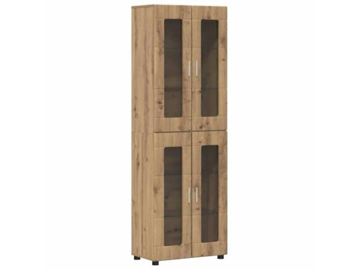 Highboard Schrank FLORIN 60 x 35 x 182 cm Eiche Matt Finish, Holzfackel Materialien, Für Haus und Büro, einfach zu reinigen