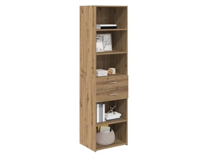 KTHLBRH Sideboard Eiche Handwerk 50 x 42,5 x 185 cm Mehrschichtholz, 2 Schubladen, 5 Einlegeböden, Metallgriffe, einfache Montage