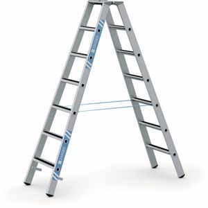 Zarges Stehleiter R13step B, 41557, beidseitig begehbar, aus eloxiertem Aluminium, bis 150kg, mit 2 x 7 R13-Stufen