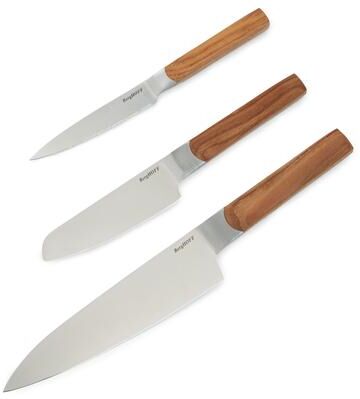 BergHOFF Ion 3Pc Stainless Steel Knife Set with Ash Wood Handle