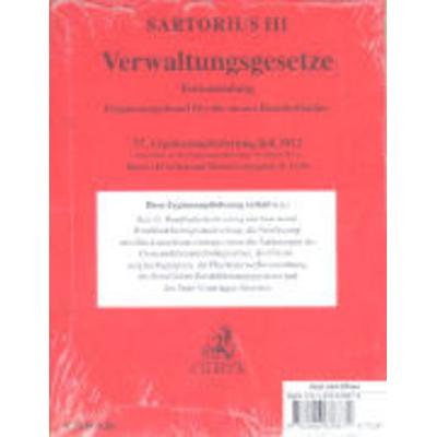 Verwaltungsgesetze ( Sartorius 3) für die neuen Bundesländer. 37. Ergänzungslieferung - am Lager ca. 6 Wochen ab Erscheinen, Taschenbuch von , C. H.