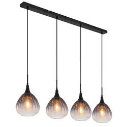 Hängelampe Pendelleuchte Esstischlampe Rauchglas 4 flammig Wohnzimmerlampe 120cm