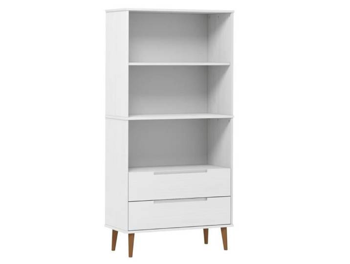 Bibliothèque - SALALIS - MOLDE - Bois massif de pin - Blanc - 85x35x170 5 cm