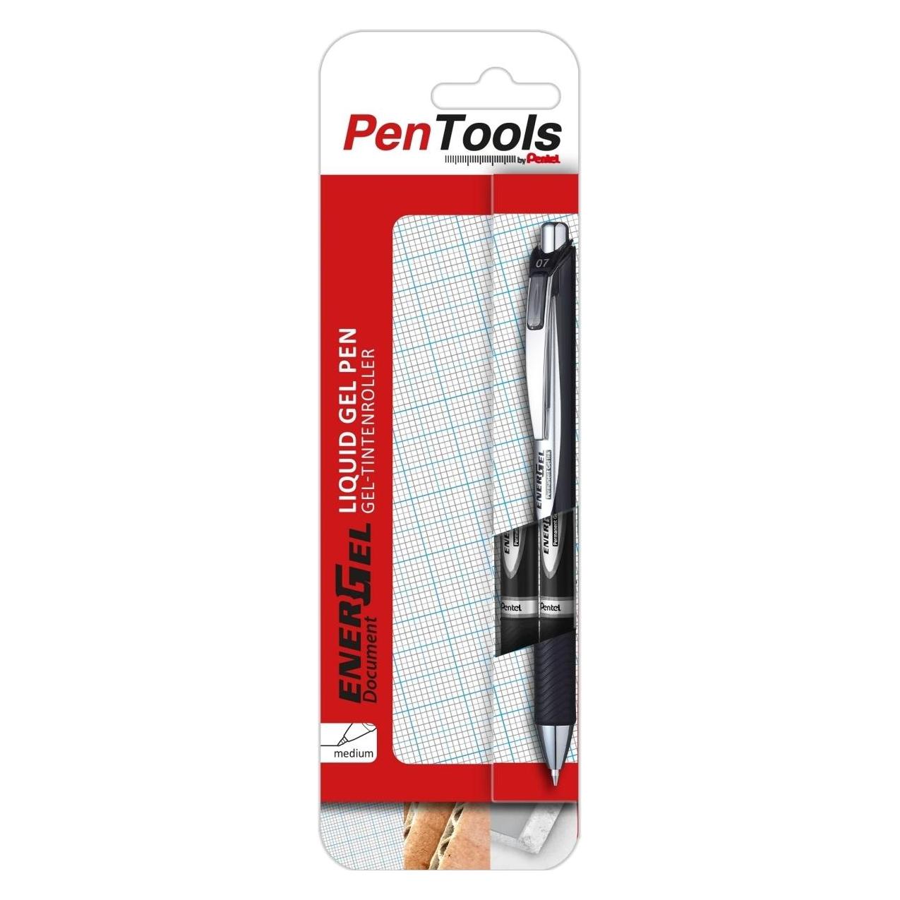 Pentel Liquid Gel-Tintenroller EnerGel Document, 2er Etui (2x) (BLP77-PRO2AEU)