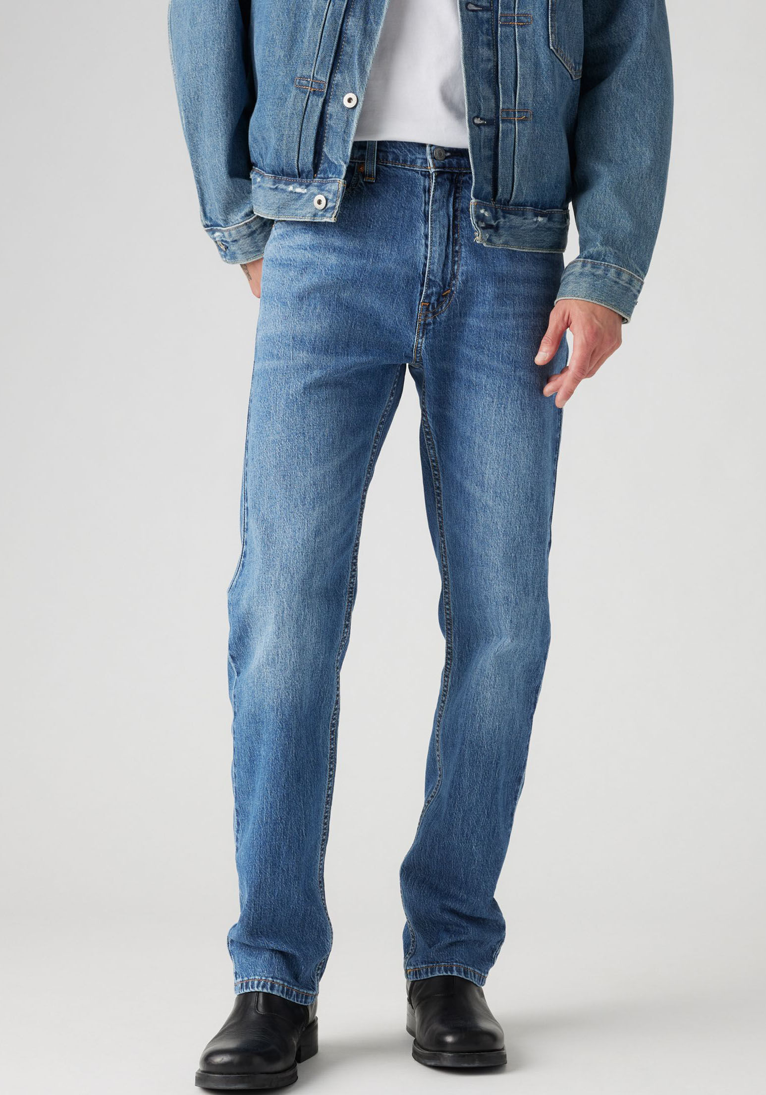 Straight-Jeans LEVI'S "505", Herren, Gr. 33, Länge 32, blau (fremont drop shot), Denim/Jeans, Obermaterial: 99% Baumwolle, 1% Elasthan, regular fit lang, Jeans Straight-Jeans, REGULAR fremont drop shot 33, Länge 32