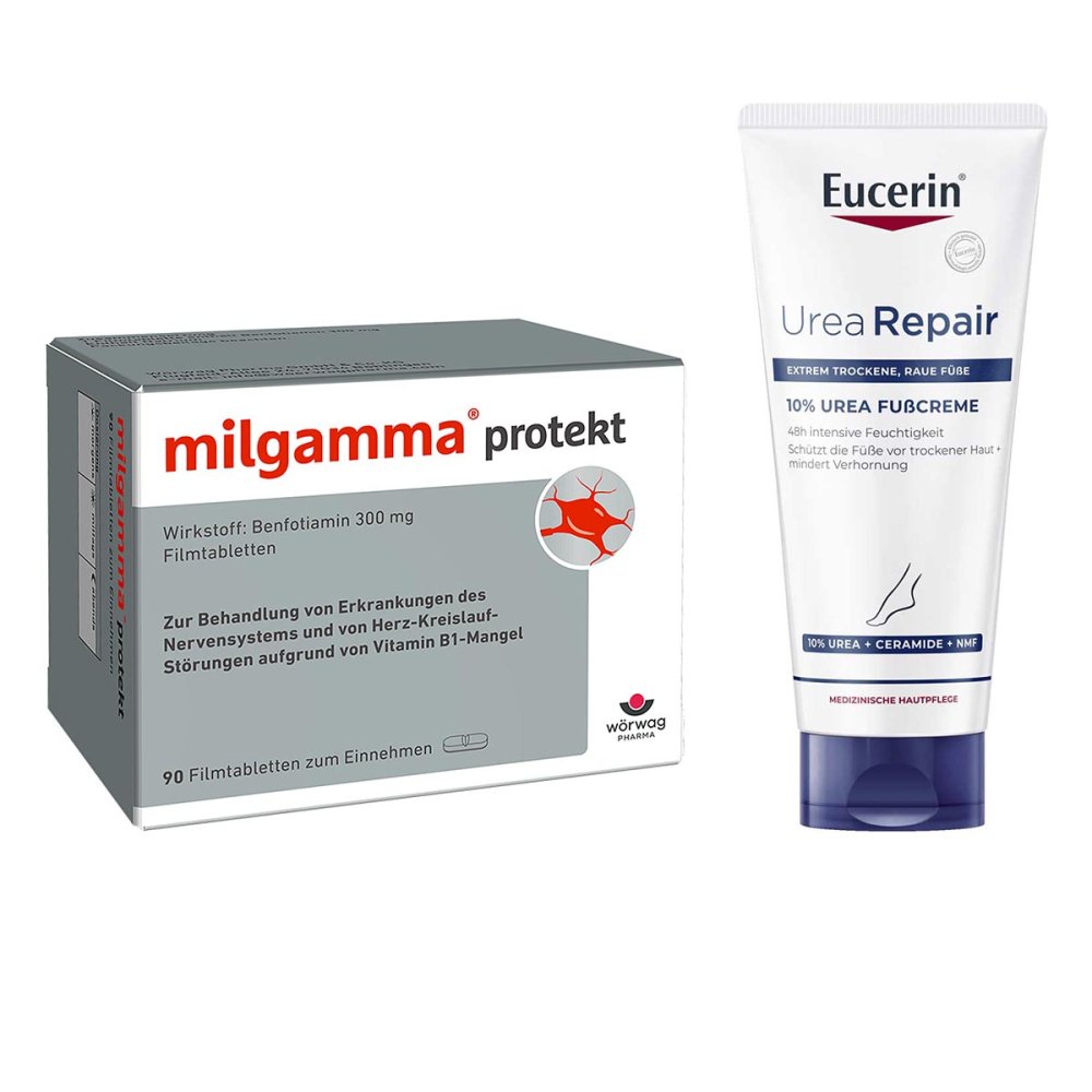 Milgamma Protekt Filmtabletten + Eucerin Urearepair Plus Fußcrem 08105436