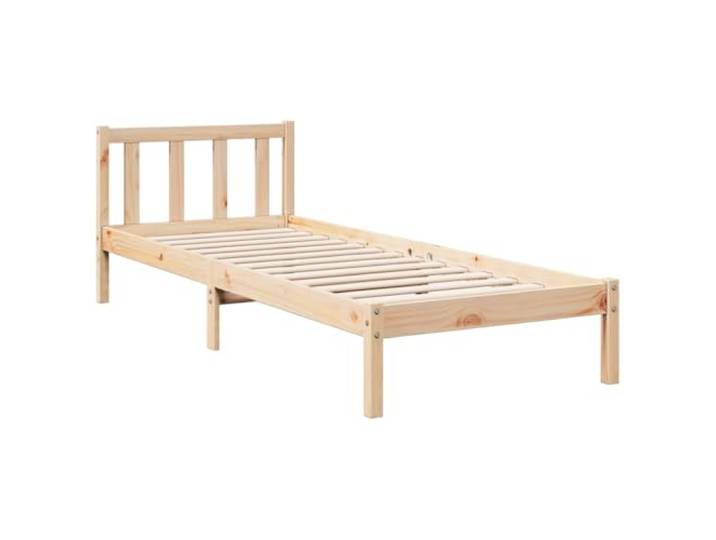 KTHLBRH Extra langes Bett aus Kiefernholz, 80 x 210 cm Mit Kopfteil, Lattenrost inklusive, stabile Struktur, Montage erforderlich