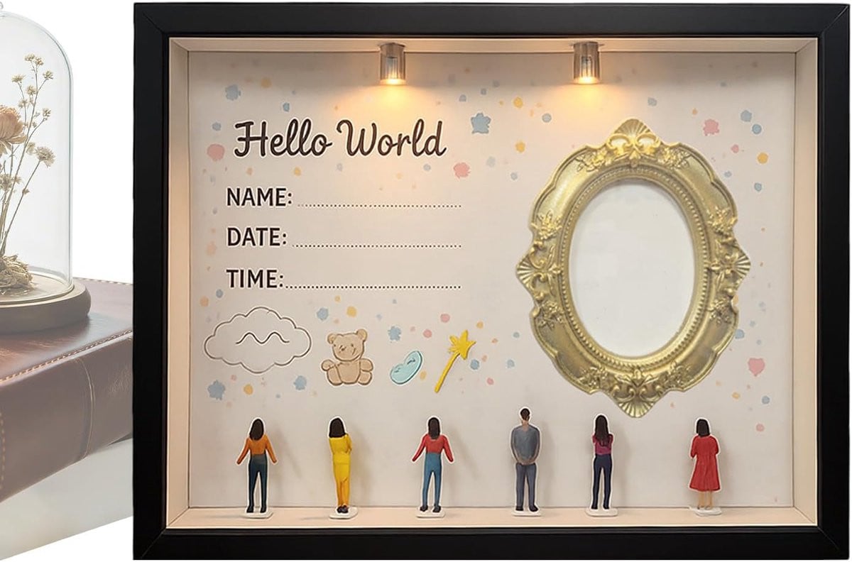 Mini Museum Frame Herinneringsdisplay Box met Verlichting - 21,7 x 26,7 cm